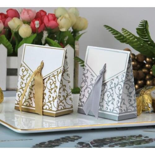 20/50/100pcs Personalized Creative Gold and Silver Pattern Wedding Candy Bag Wedding Gift Bag Silver Candy Bag Model Baking Bag