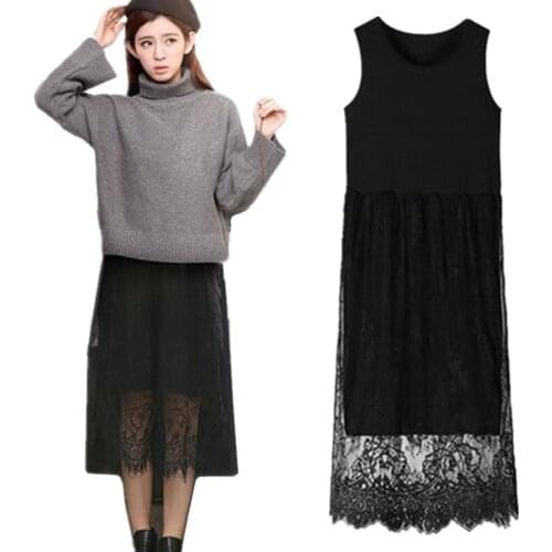 2020 Summer hight waist modal lace dresses,Korean style patchwork preppy style dress,plus size brand cotton dresses S-5XL 6XL