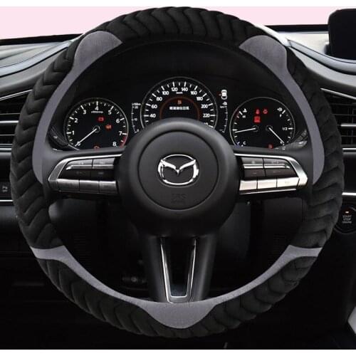 38CM PLUSH Car Steering Wheel Cover for CX-3 CX-4 CX-5 CX-7 CX-9 Mazda 3 Axela 6 Gh Gj Demio Anti-Slip Funda Volante