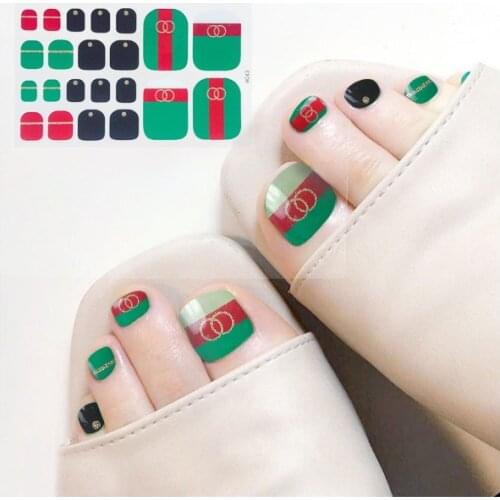 3d Glitter Powder Toe Nail Sticker Waterproof Fashion Toe Nail Wraps Nail Art Full Cover Adhesive Foil Stickers Manicure Decals