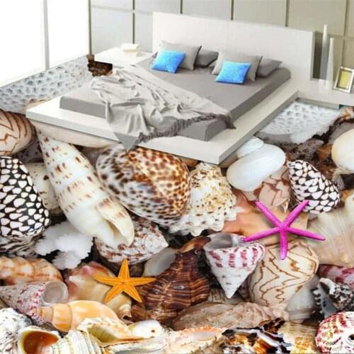 Beibehang Custom floor painting 3D conch starfish shells 3D living room mall self-adhesive 3d flooring painting papel de parede
