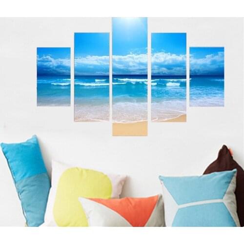 5 Piece Wall Art Canvas Painting Seascape The Sunny Beach is Endless Poster Nordic Decoration Home Living Room Pictures