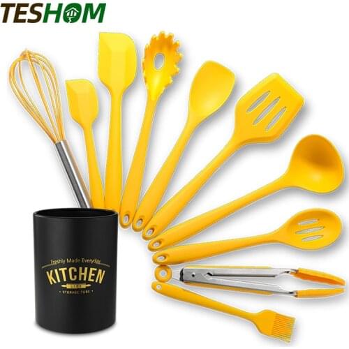 9/11Pcs/Set Silicone Kitchen Cooking Utensils Set Heat Resistant Non-Stick Whisk Spoon Brush Spatula Tongs Baking Tool With Box