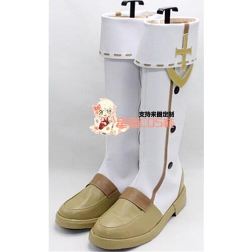 Dragon Nest Adult White Long Halloween Cosplay Shoes Boots X002