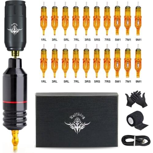 Wireless Rotary Tattoo Pen Machine Set Professional Permanent Makeup Tattoo Machine With Cartridge Needle Tattoo Body Art