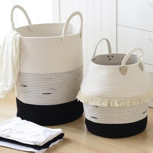Large Cotton Thread Dirty Clothes Bucket Laundry Basket Toy Storage Box Sundry Basket