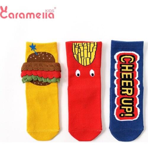 Caramella Baby Kids Socks Cotton Funny Burger Chips Boy Socks Short Socks Newborn Infant Funny Cute Unisex Kids Socks