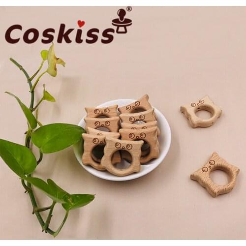 Coskiss 50pcs Food Grade Wood Bead Beech Wooden Clouds Animal Beads DIY Teething Nursing Mom Necklace jewelry Making Teethers