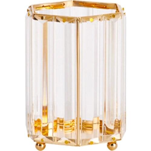 Makeup Brush Holder Vintage Makeup Brush Glass Organizer Cosmetic Brush Storage Container For Dresser Vanity Countertop