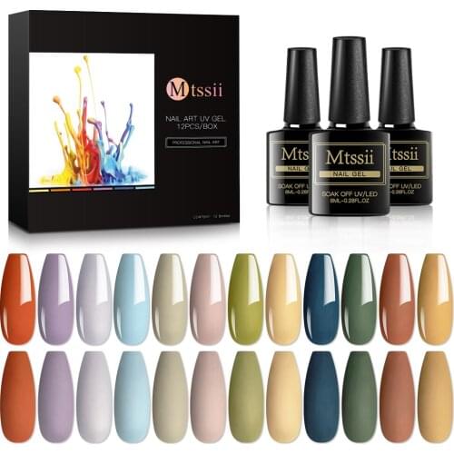 Mtssii Gel Nail Polish 12PCS/Set Hybrid Varnish Semi Permanent UV LED Summer Color Nail Gel Manicure Kit Gel Polish Set