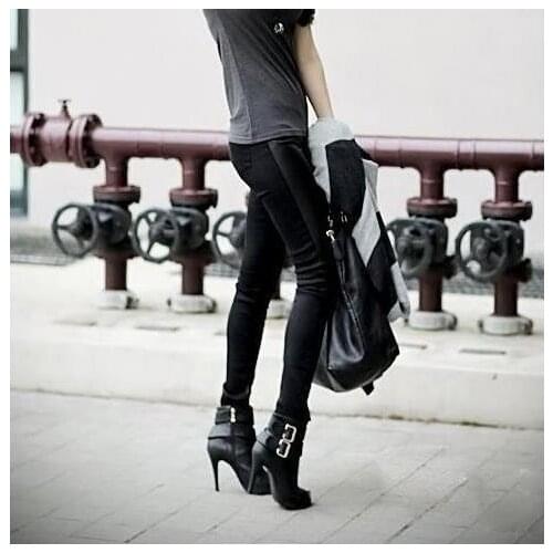 Hot Sale plus size Autumn Winter Pencil Pants Slim Skinny Pants Plus Velvet Casual Trousers Pu Pants Female Trousers