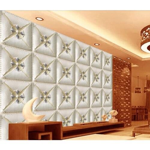 Customized 3D mural wallpaper fashion soft package relief TV background wall decoration painting