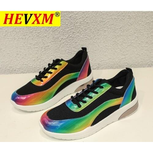 Women New Sneakers 2020 Autumn Fashion Mix Colors Lace Up Ladies Casual Shoes Comfortable Outdoor Female Larged-Size Flats