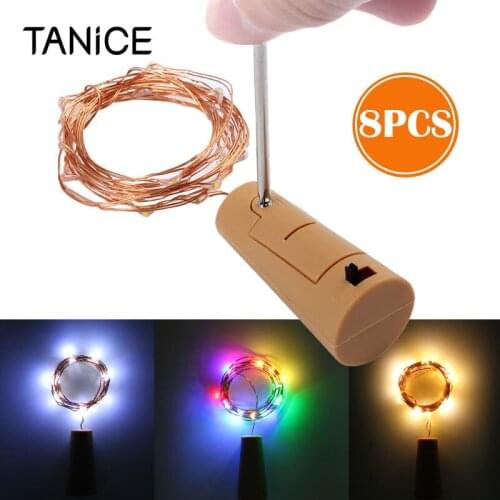 TANiCE 8Pcs 2M Wine Bottle Lamp 20LED Cork Shape Starry Night Light For Christmas Wedding Gift Garland Copper Wire Fairy Light