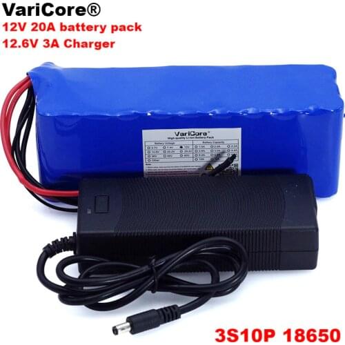 VariCore 12 V 20000mAh 18650 lithium battery miners lamp Discharge 20A 240W xenon lamp Battery pack with PCB + 12.6V 3A Charger