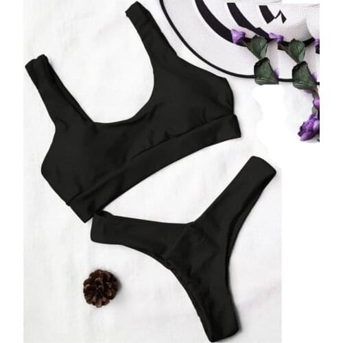 #LO Bikini Set Women Sexy Bikini Set Solid Color Push-Up Padded Swimsuit For Girls Beachwear Swimwear Women Trajes De Bano