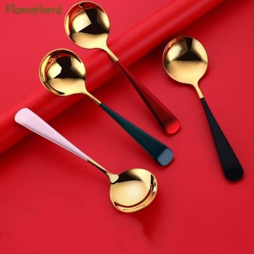 Nordic Style Spoon 304 Stainless Steel Creative Titanium Thickened Round Spoons Hotel Restaurant Bar Spoon Tableware Dinnerware