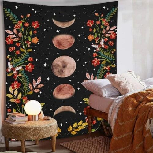 Multi-Purpose Moon Flower Tapestry Home Decoration Lanyard Bedroom Background Cloth Creative Art Beach Towel Dorm Decor