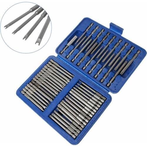 50Pcs Long Screwdriver Bits Set 49Pcs 75mm Cr-V Screwdriver Bits + 1Pc Magnetic Bit Holder with Storage Box