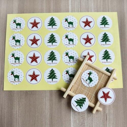 60pcs Christmas Tree Deer Star Stickers DIY Cake Baking Paper Label Packaging Candy Gift Bags Sealing Sticker Christmas Decor