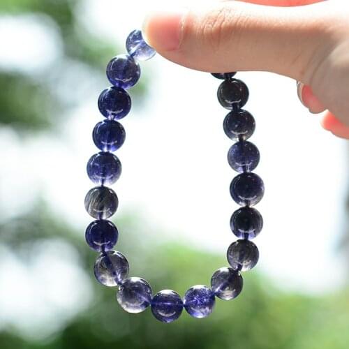 Natural Blue Dichroite Cordierite Iolite Stone Stretch Bracelet For Women Charm Crystal Bead Bracelet 7mm 8mm 9mm AAAAA