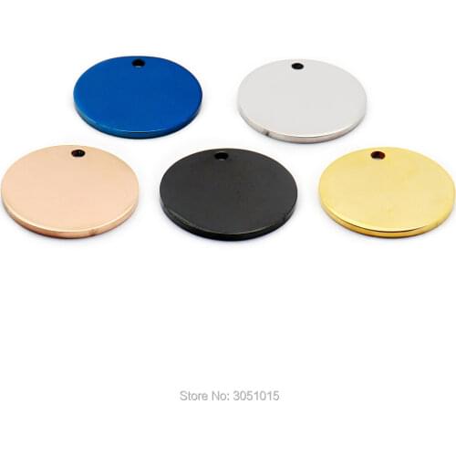 Wholesale 20Pcs Round Dog ID Tags Name Tags Mirror Polish Tag Stainless Steel Plate Decoration Tag For Man Cat Anti-Lost Plate