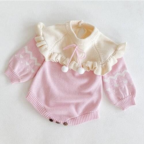 Autumn Winter Knitting Cotton Long Sleeve Clothes Toddler Baby Girl Romper Newborn Baby Jumpsuit One piece Outfit