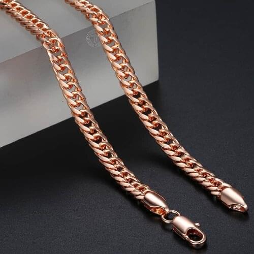 585 Rose Gold Necklace Curb Cuban Link Chain Necklace for Womens Girls Fashion Trendy Jewelry Gifts Party Gold 22/26 inch GN162