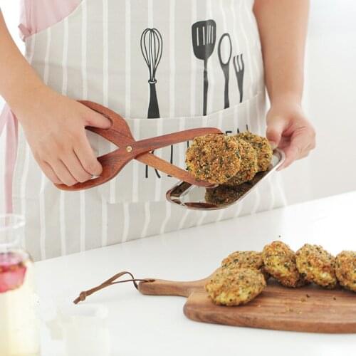 Food Clip Nan wooden Non-slip Cooking Clip bread baked barbecue food clip vegetable salad clip Scissors home kitchen supplies