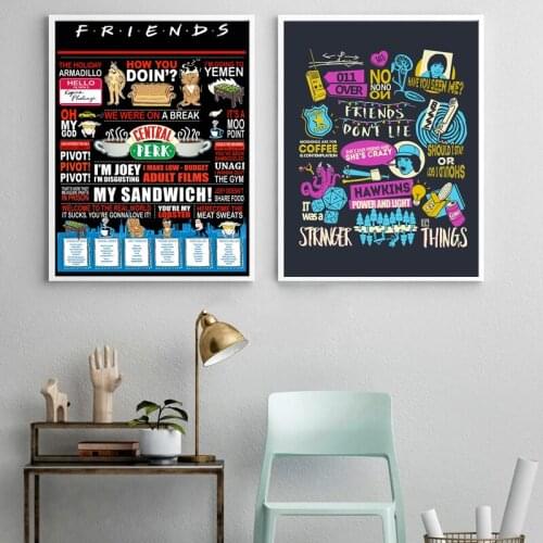 Friends Poster TV Show Classic Quote Central Perk Prints Wall Art Picture For Living Room Home Decoration Framework