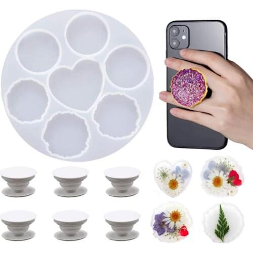 Cell Phone Stand Holder Silicone Mold Mobile Phone Bracket Crystal Epoxy Resin Casting Mould For DIY Craft Phone Jewelry Making