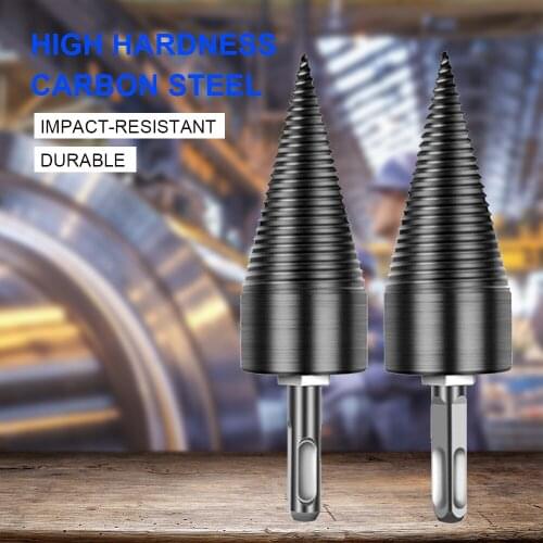 Wood Splitter Drill Bit Firewood Log Splitter Drill Bit Heavy Duty Drill Screw Cone Driver 32mm with Removable Square Shank