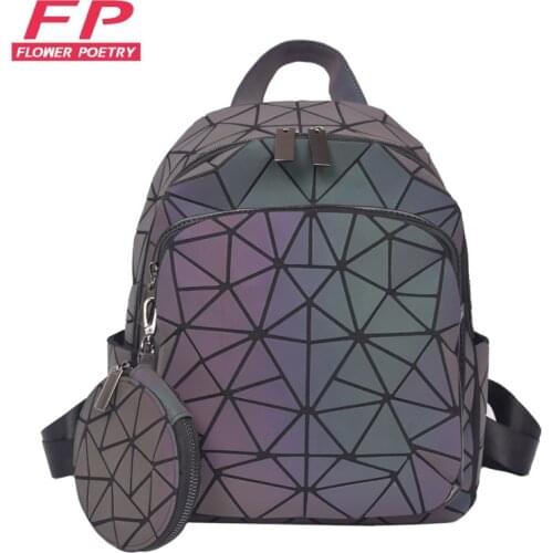 Luminous Backpacks Women School Hologram Geometric Set Backpack Student School Bags For Teenage Girls holographic Purse 2020 New