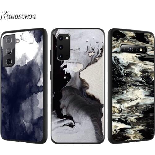 Silicone Cover Black White Watercolor Textures For Samsung Galaxy S21 S20 FE Ultra S10 S10E Lite S9 S8 S7 Edge Plus Phone Case