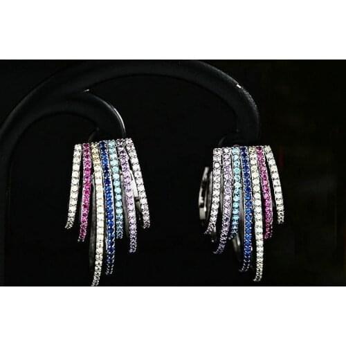 SINZRY hotsale colorful cubic zircon micro pave personality geometry stud earrings for women