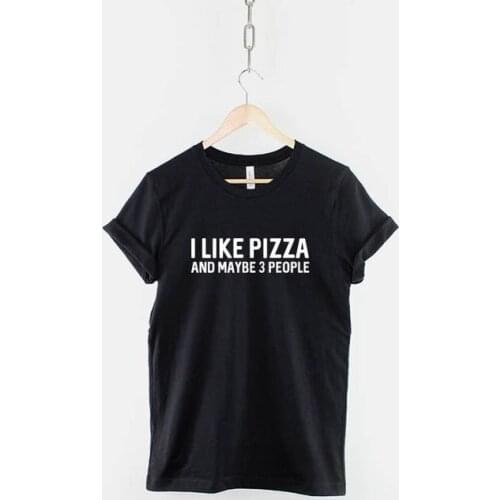 Skuggnas I Like Pizza and Maybe 3 People T shirt 90s fashion Tumblr Cotton Tee Shirt aesthetic harajuku grunge goth unisex Tops