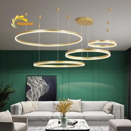 Modern Metal LED Chandelier Lighting Lustre Living Room Villa Interior Decoration Pendant Lamp Lighting Kitchen Lights Fixtures