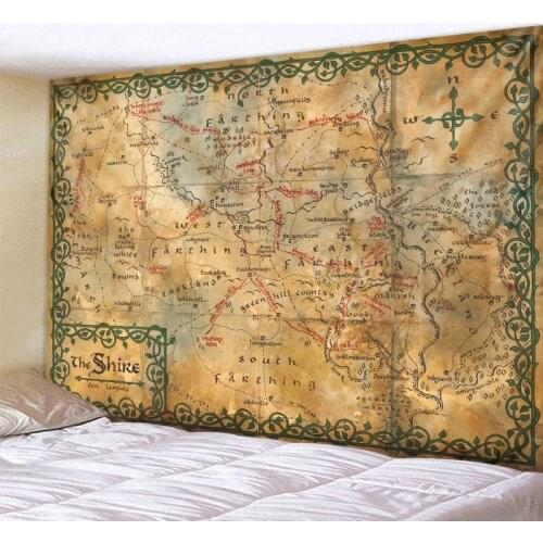 Mysterious retro map bedroom printing wall hanging home decoration tapestry Bohemian decorative bed sheet sofa blanket