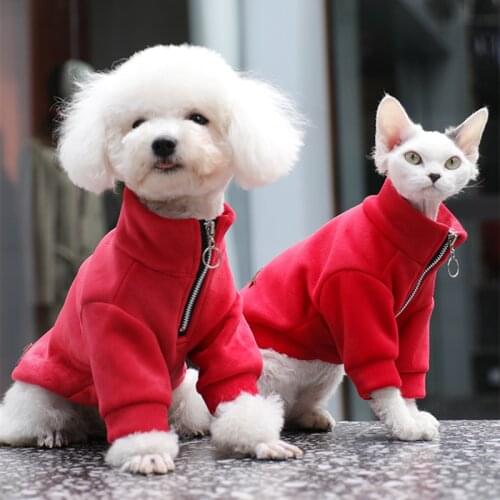Warm Pet Dog Clothes Autumn Winter Fleece Cat Jacket For Small Dogs Clothing Cats Costume for Chihuahua Teddy Solid Color Coat