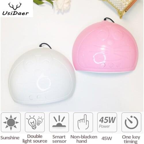 USiDaer 45w Nail Lamp for Manicure LED Nail Dryer Machine UV Lamp For Curing UV nail lamp With 15 dual-light source bulbs