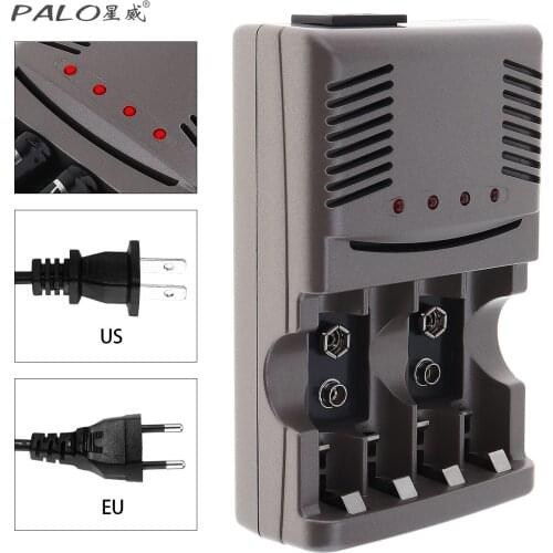 PALO 4 Slots Smart Quick Battery Charger with Over Current Protection for NI-MH NI-CD / 9V / AA / AAA Rechargeable Batteries