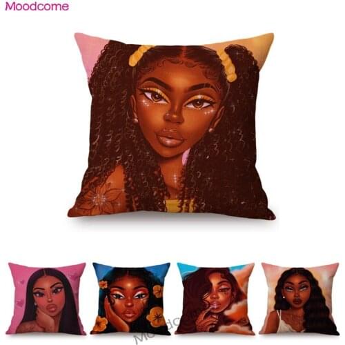 Fashion African Black Gift Funky Stylish Cotton Linen Home Decorative Sofa Cushion Cover Lovely Cute Bench Cushion Cover