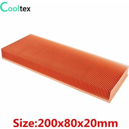 High Power) Pure Copper Heatsink 200x80x20mm Skiving Fin Heat Sink Radiator For Electronic Chip LED Cooling Cooler