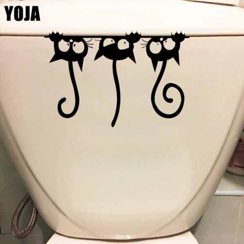 YOJA 24.2X16.1CM Three Cat Cartoon Wall Decals Living Room Bedroom Toilet Seat Sticker T5-0016