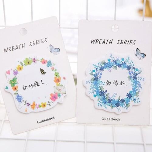 South Korean creative stationery beautiful wreath convenience stick spring flower message note 30 exquisite bookmark school memo