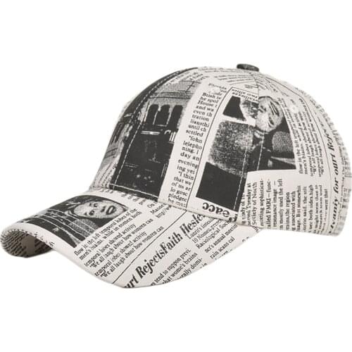 Ladies Newspaper Pattern Design Multifunctional Anti-UV Tennis Baseball Cap Sports Label Headwear Spring/Summer Sun Hat