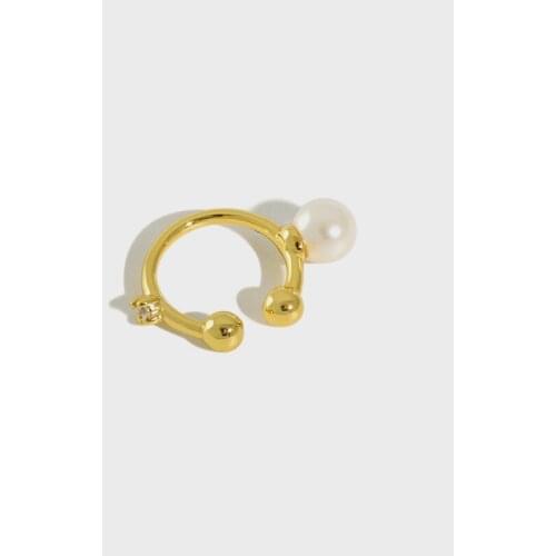 SHANICE S925 Sterling Silver All-match micro-inlaid zircon shell beads Ear Cuff Clip On Earrings For Women Girl Without Piercing