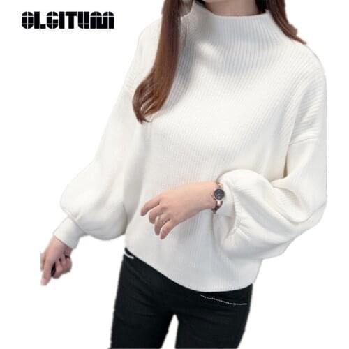 Autumn Womens Sweater Solid Winter Batwing Sweater Fashion Lantern Sleeve Female Sweater SW323