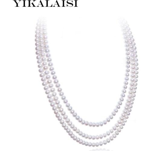 YIKALAISI 2017 NEW Fashion changed long Natural freshwater 8-9mm pearl jewelry choker necklace for women best gift