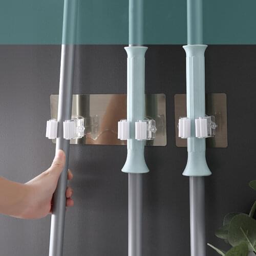 1/2pcs Adhesive Multi-Purpose Hooks Wall Mounted Mop Organizer Holder RackBrush Broom Hanger Hook Kitchen bathroom Strong Hooks